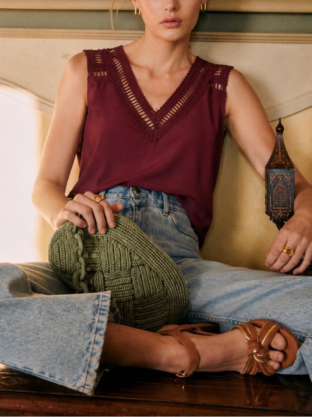 STITCH FIX: Maroon Crochet Tank